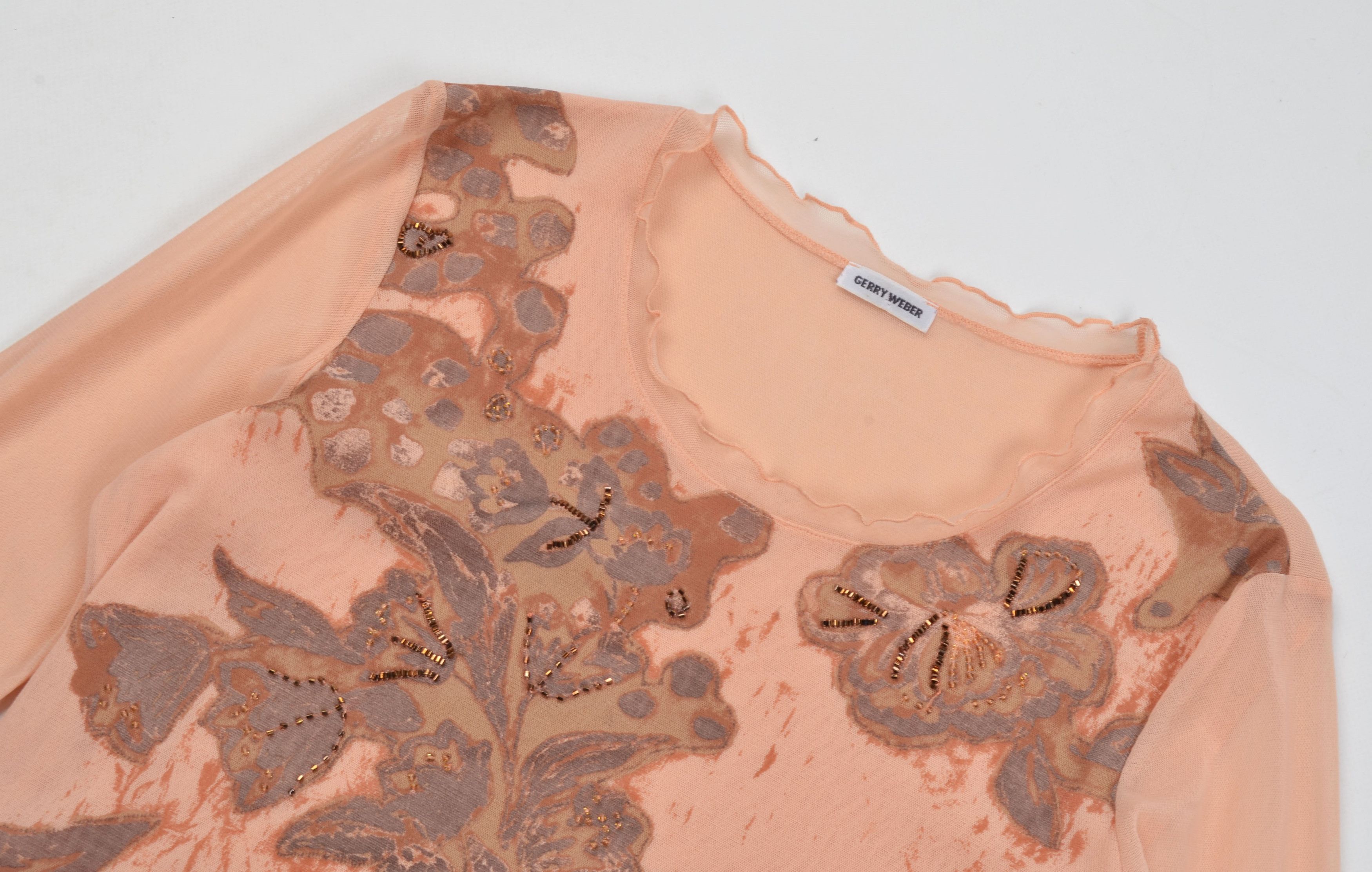 Gerry Weber × Vintage Vintage Gerry Weber Mesh Floral Beaded 3/4 Sleeve Top Size M / US 6-8 / IT 42-44 - 5 Thumbnail