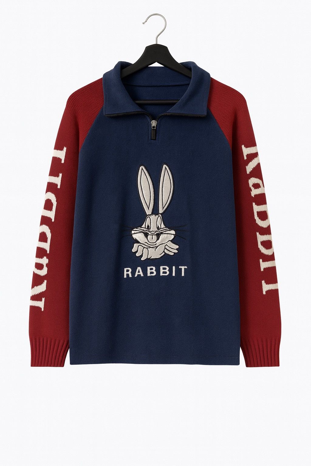 Vintage Vintage Bugs Bunny “Rabbit” Half-Zip Knit Sweater – 1990s Size US L / EU 52-54 / 3 - 1 Thumbnail