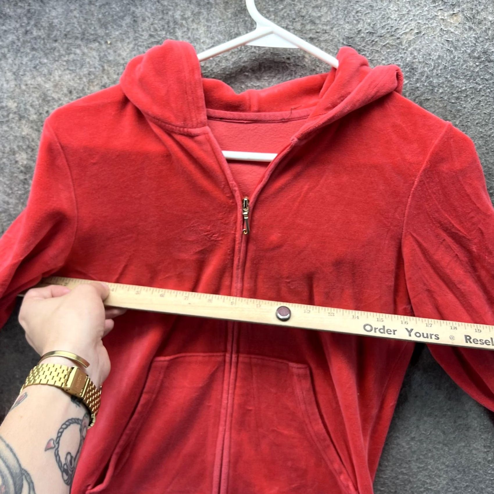 Juicy Couture Juicy Couture Hoodie Womens XS Red Velour Glamorous Logo Full Zip Sweatshirt Size XS / US 0-2 / IT 36-38 - 6 Thumbnail