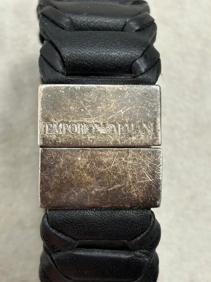 Emporio Armani 2010s Emporio Armani Black Leather Bracelet Size ONE SIZE - 7 Thumbnail