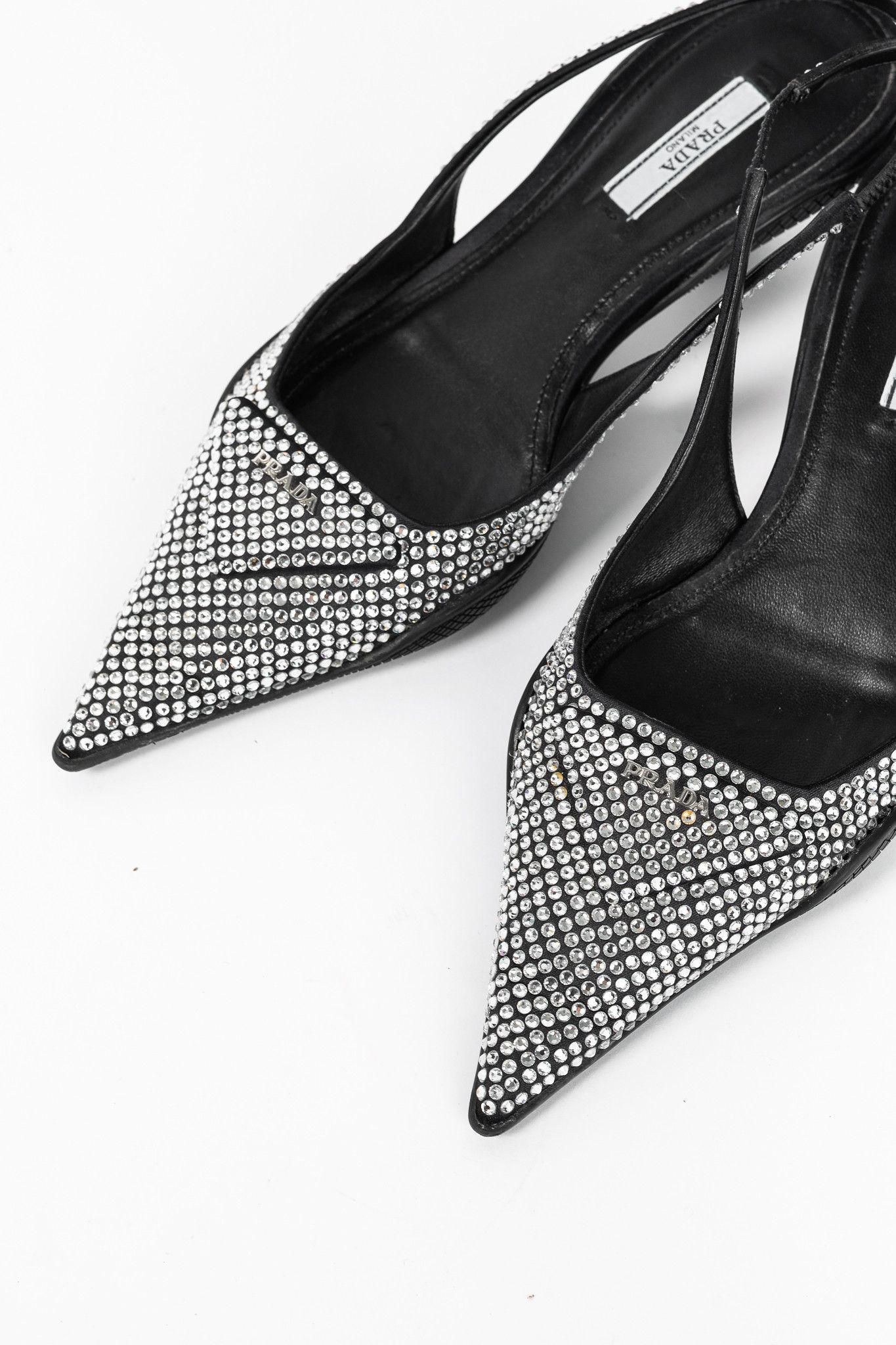 Prada Prada Black Satin Crystal Sling-Back Pumps Size US 6.5 / IT 36.5 - 6 Thumbnail