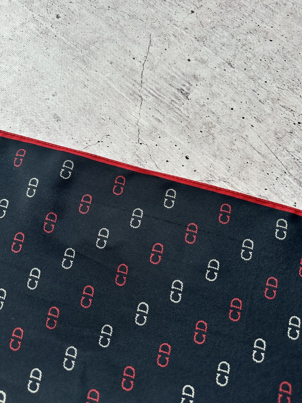 Christian Dior Monsieur Christian Dior Silk Scarf - Navy with Red ‘CD’ Monogram Size ONE SIZE - 6 Thumbnail
