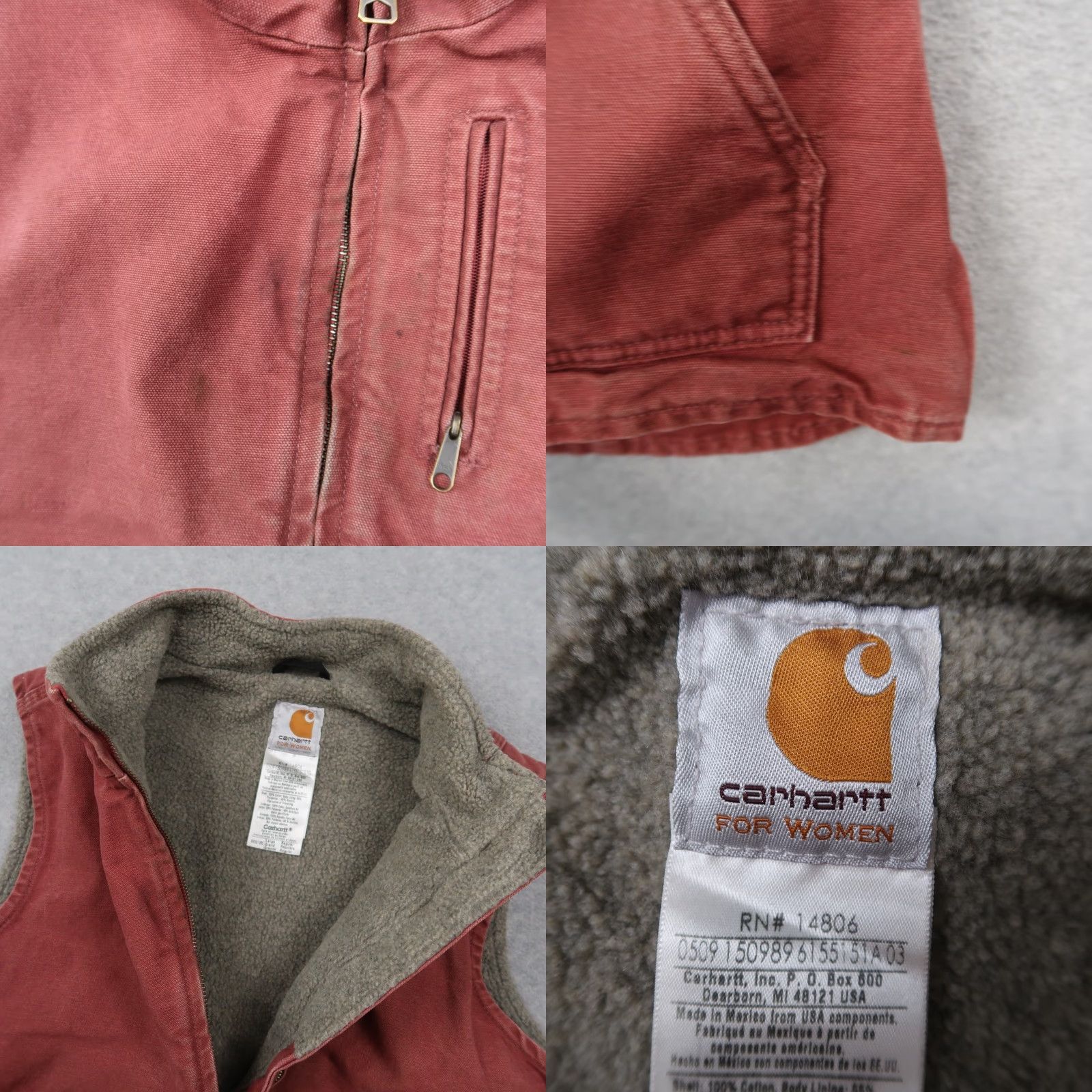 Carhartt VINTAGE Carhartt Vest Women’s L Pink Lined Sherpa WV001 VRS Regular Size L / US 10 / IT 46 - 8 Thumbnail