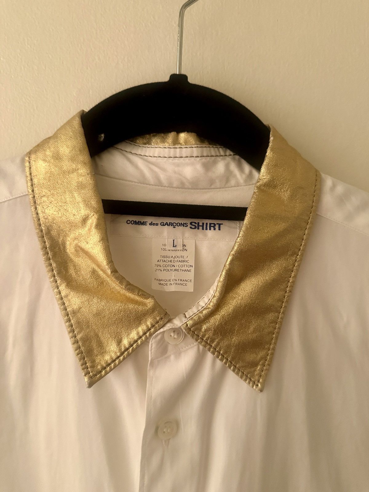 Comme des Garcons SHIRT CdG Shirt White Dress Shirt with Gold Collar and Cuffs Size US L / EU 52-54 / 3 - 2 Thumbnail