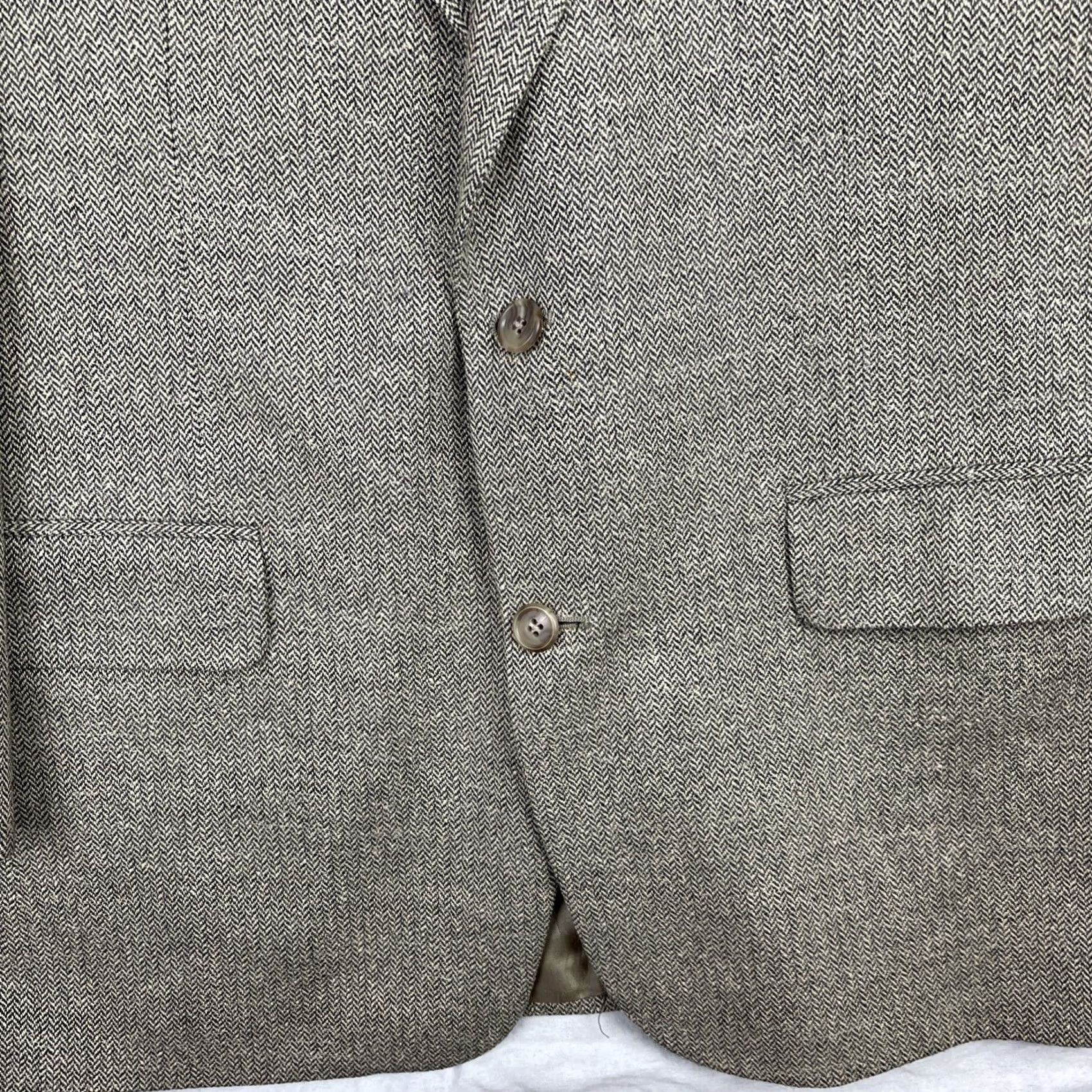 Brooks Brothers VINTAGE Brooks Brothers Jacket Mens 40 Brown Herringbone Sport Coat Blazer Wool Tweed USA Regular Sized Mens Size 40R - 4 Thumbnail