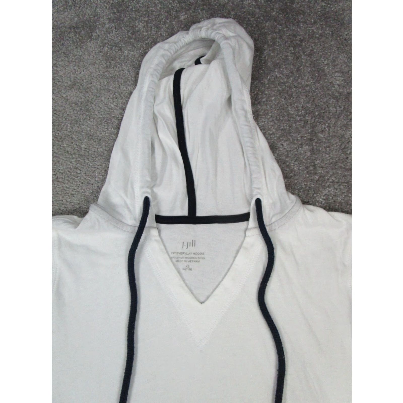 J. Jill J.Jill Fit Everyday Hoodie Womens XS Petite White Cotton Blend Pullover Size XS / US 0-2 / IT 36-38 - 2 Thumbnail