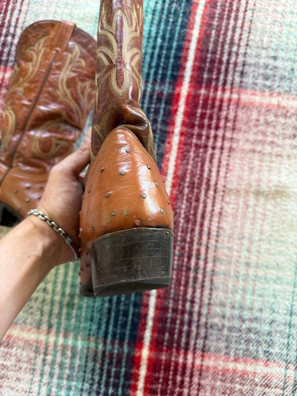 Durango Men's Durango Brown Ostrich Cowboy Boots Size 9D Size US 9 / EU 42 - 3 Thumbnail