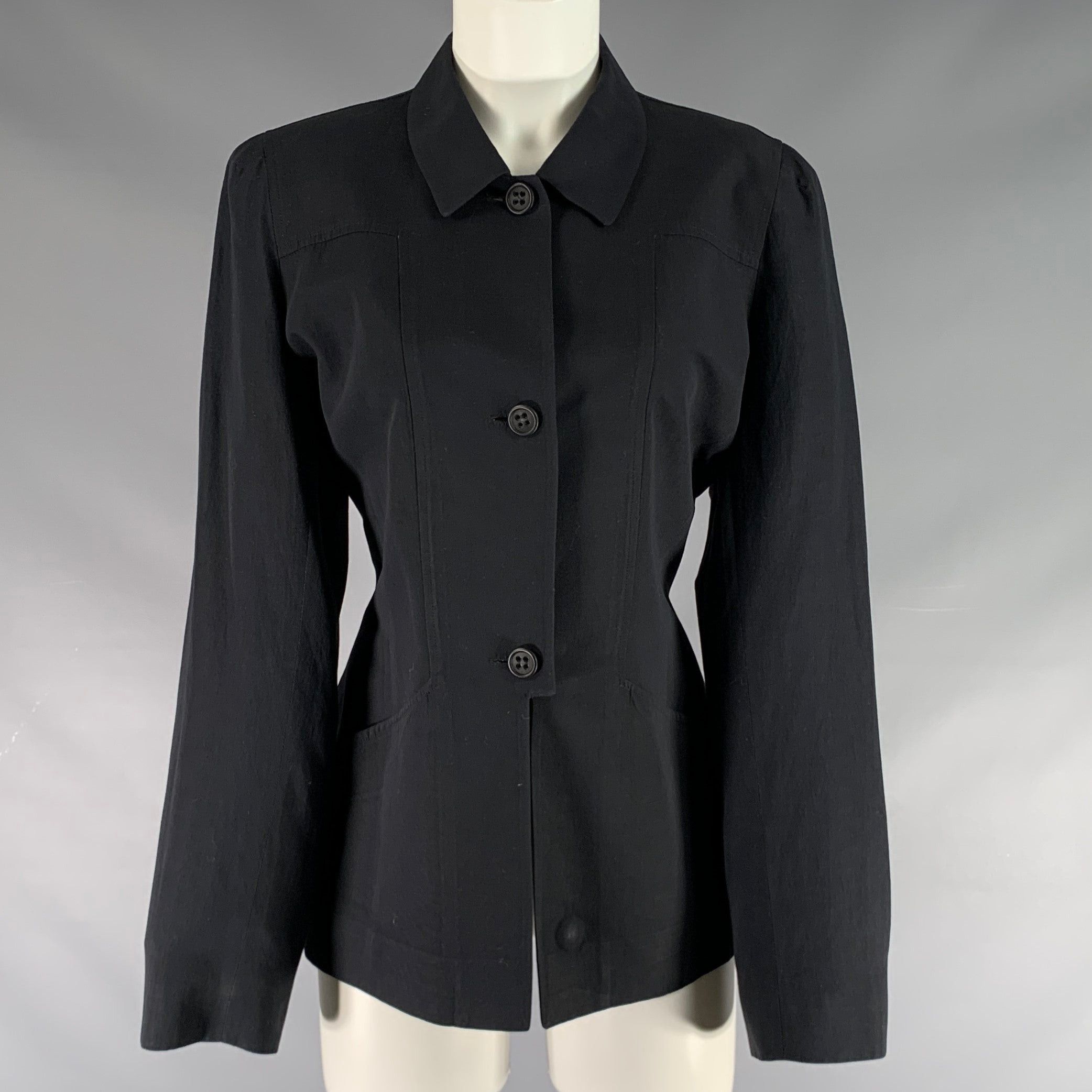 image of Kenzo Black Viscose Blend Button Up Jacket, Women's (Size Medium)