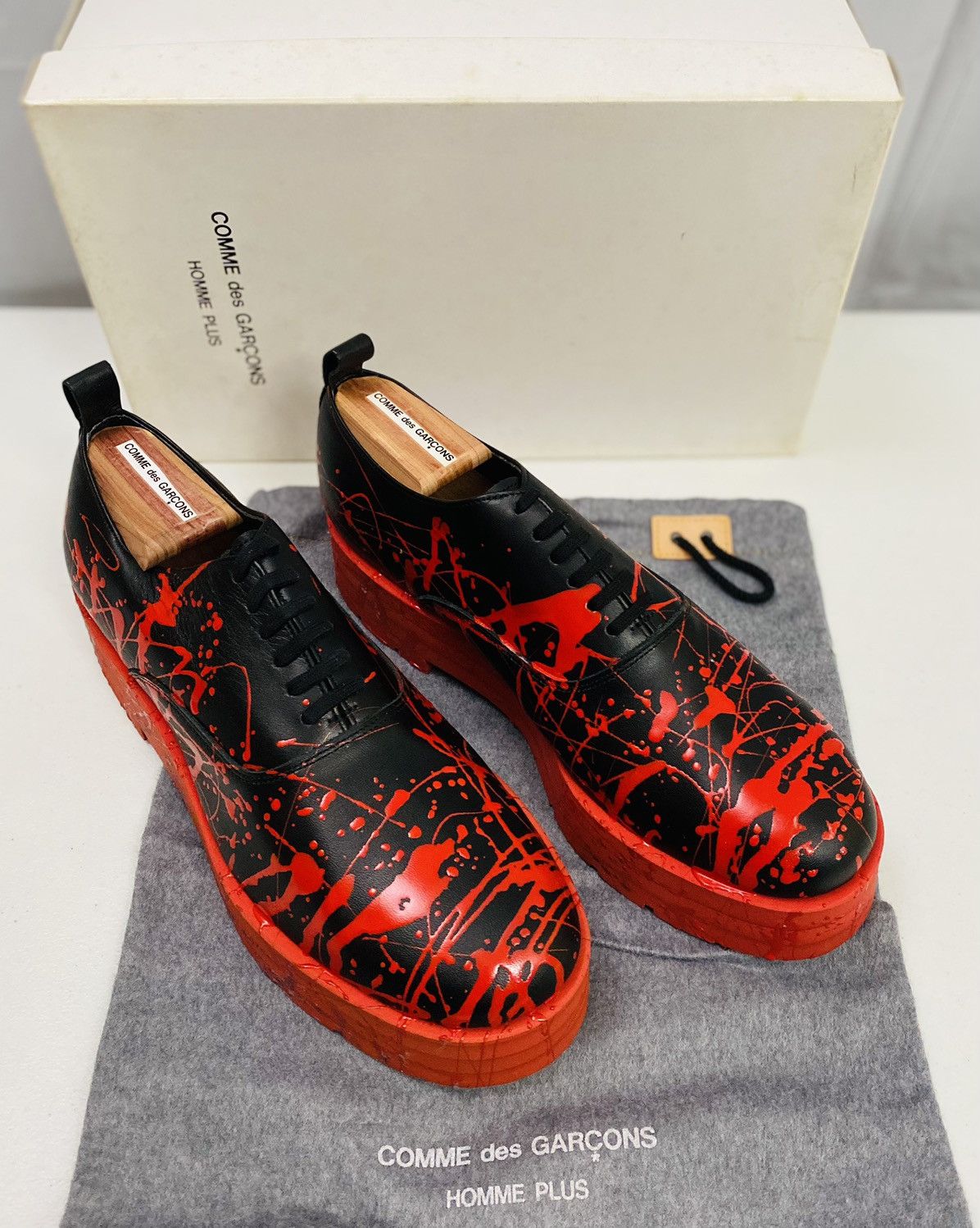 Comme des Garcons Homme Plus CDGHP 🇯🇵 black calf red platform gum sole derby 7 25 NEW Size US 7 / EU 40 - 20 Thumbnail