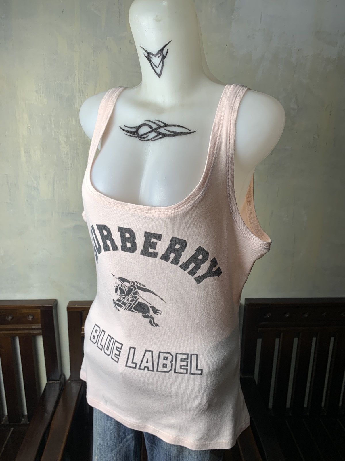 Burberry Blue Label Soft Pink Iconic Horse Graphic Spell Out Tank Top Size L / US 10 / IT 46 - 2 Thumbnail