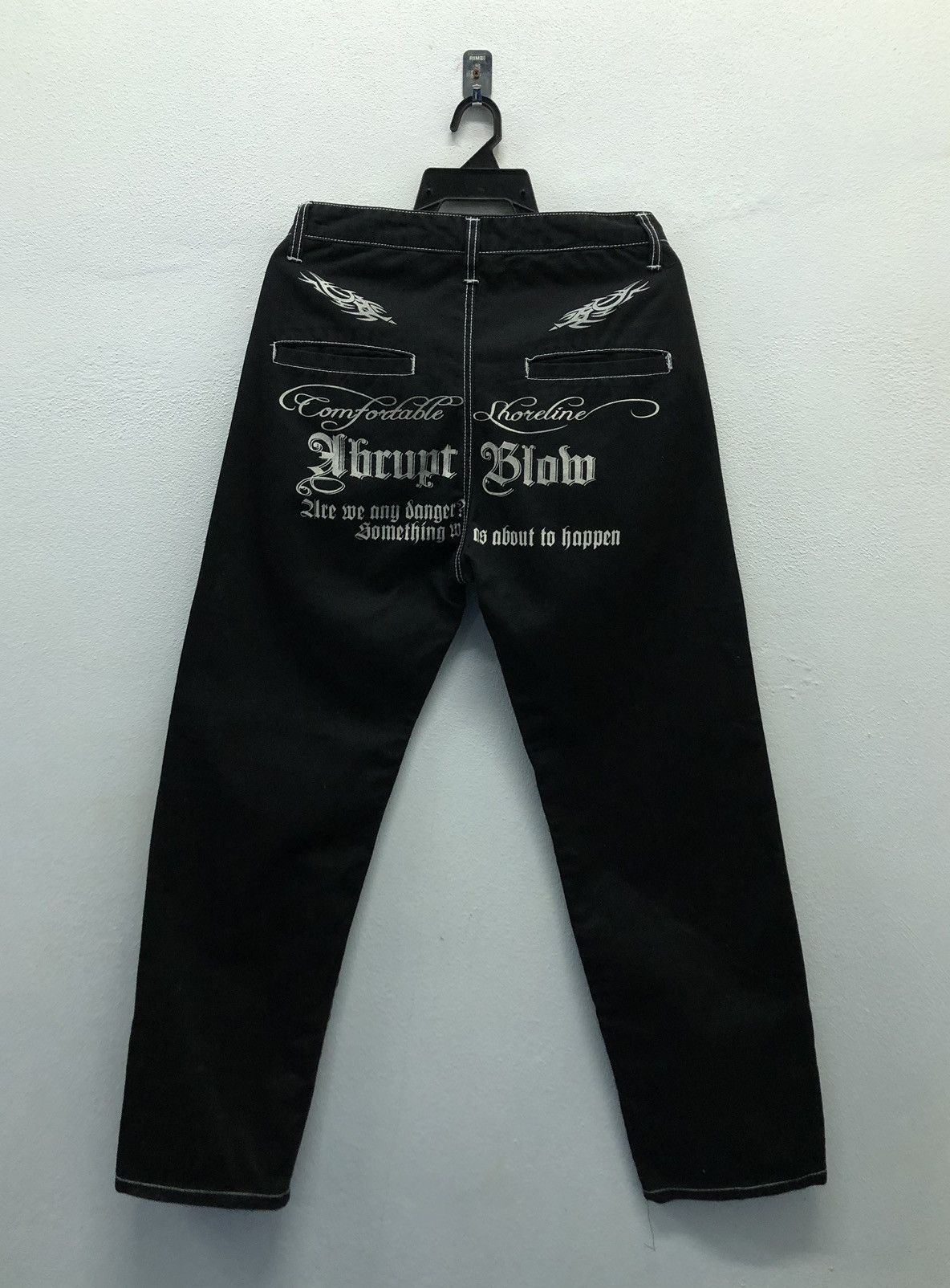 Japanese Brand DENIAL "Abrupt Blow" Graphic Jeans – Gothic Streetwear Style Size US 32 / EU 48 - 1 Thumbnail