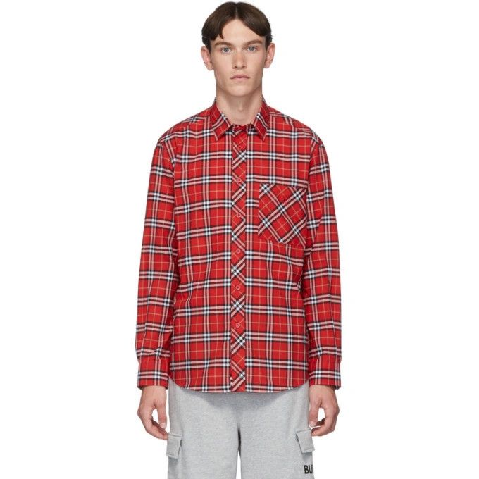 image of Burberry O1Srvl11E0524 Long Sleeve Check Cotton Shirt In Multicolor, Men's (Size XL)