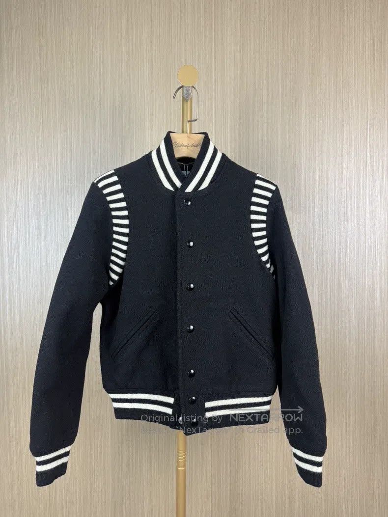 Saint Laurent Paris Saint Laurent Paris Black and White Striped Baseball Jacke Size XS / US 0-2 / IT 36-38 - 1 Thumbnail