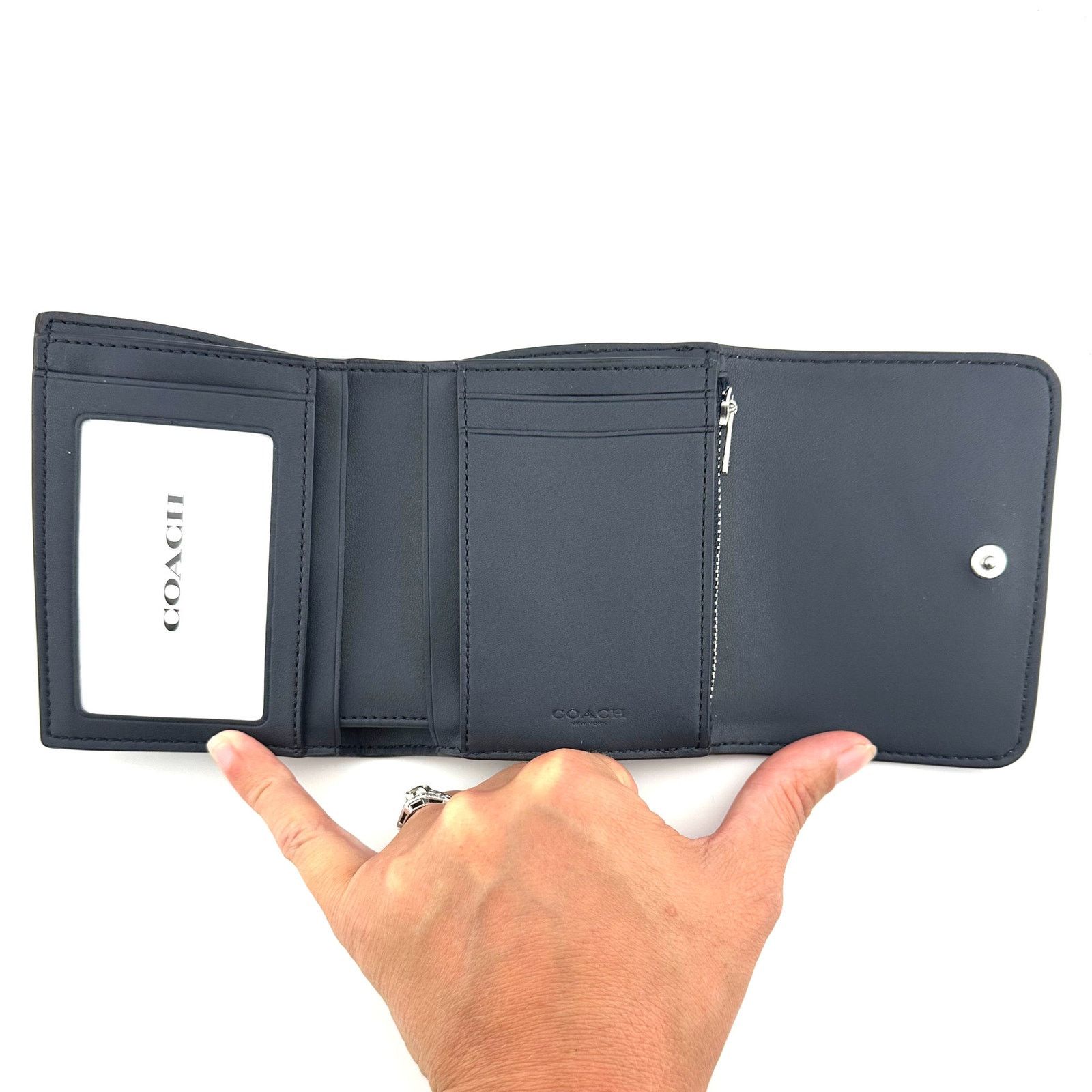 Coach Coach Small Trifold Wallet Signature Canvas Light Mist CF369 Size ONE SIZE - 4 Thumbnail
