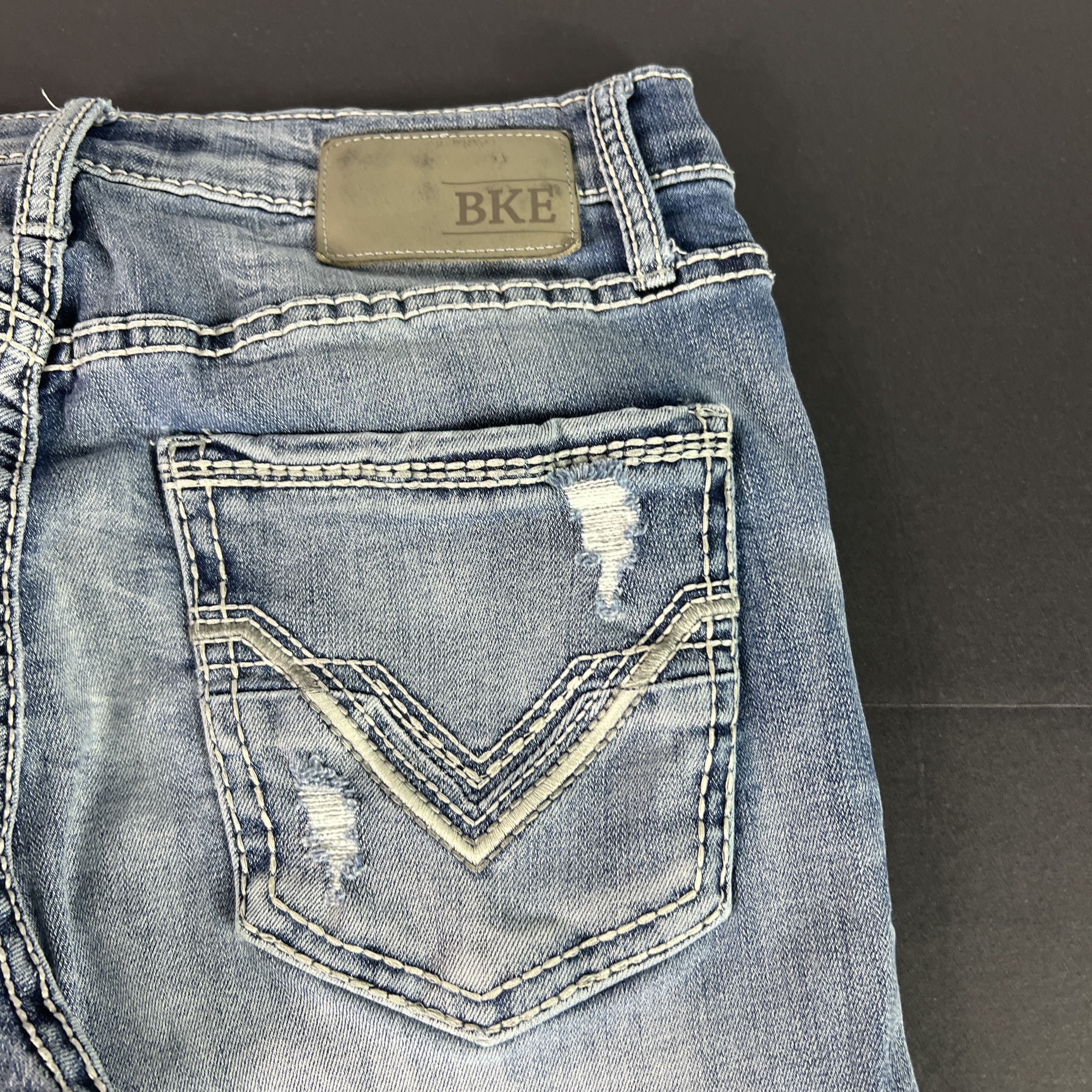 BKE BKE Jeans Jake Straight Light Blue Faded Distressed Denim Size US 28 / EU 44 - 13 Thumbnail