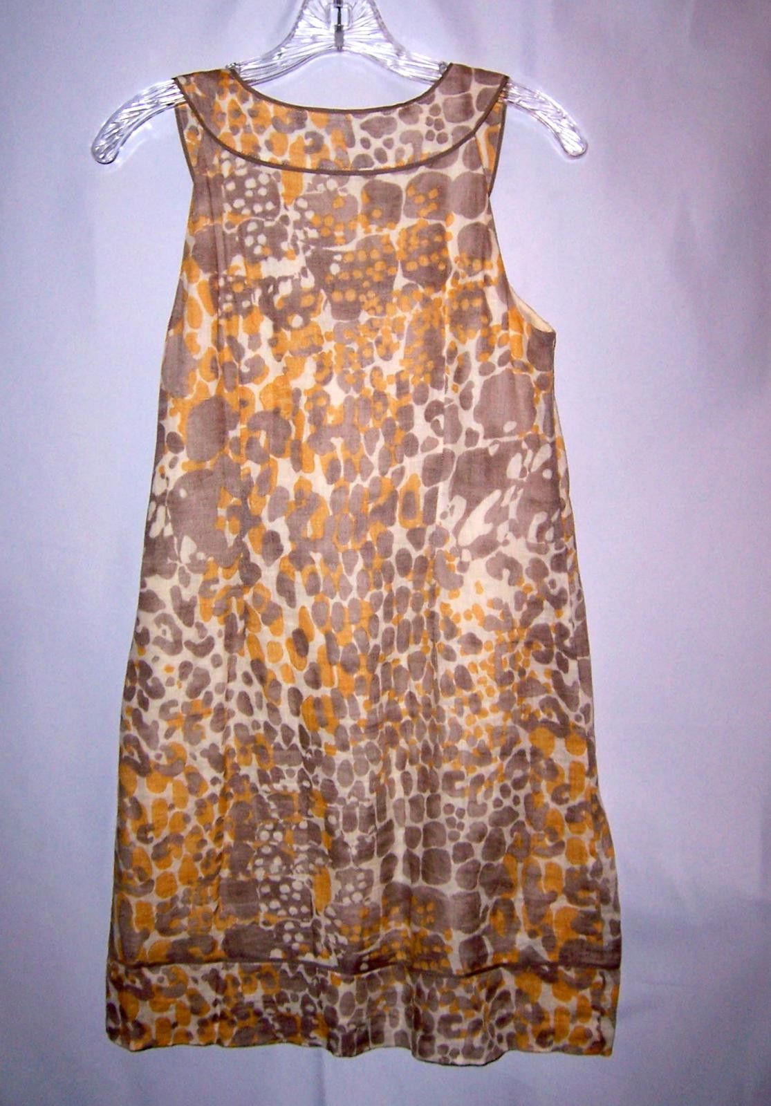 Ann Taylor Ann Taylor LOFT Grey & Yellow Sleeveless Linen Shift Dress 2 Size XS / US 0-2 / IT 36-38 - 3 Thumbnail