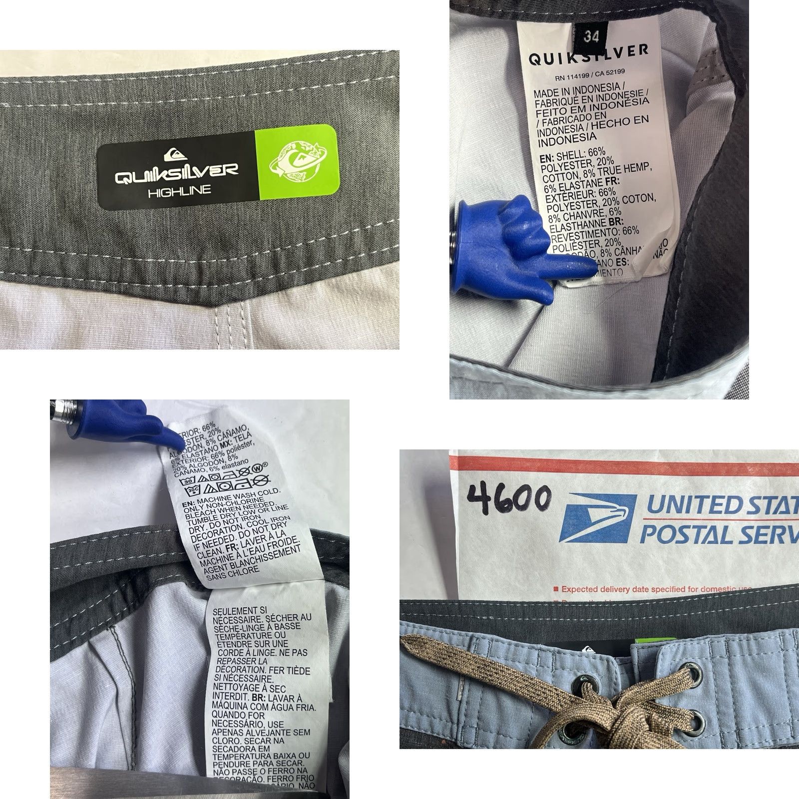 Quiksilver Quicksilver VTG Quicksilver Board Shorts Mens 34 Swim Trunks Surfer Blue Gray Multicolor Geometric Drawstring (Regular) Mens Size US 34 / EU 50 - 8 Thumbnail