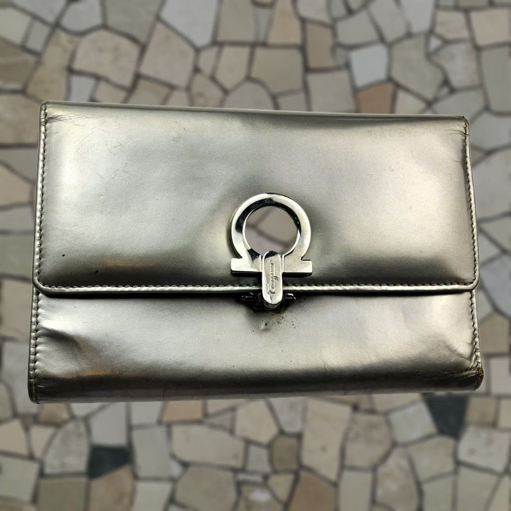 Salvatore Ferragamo Salvatore Ferragamo Wallet Silver Metallic Folding Women Size ONE SIZE - 1 Thumbnail