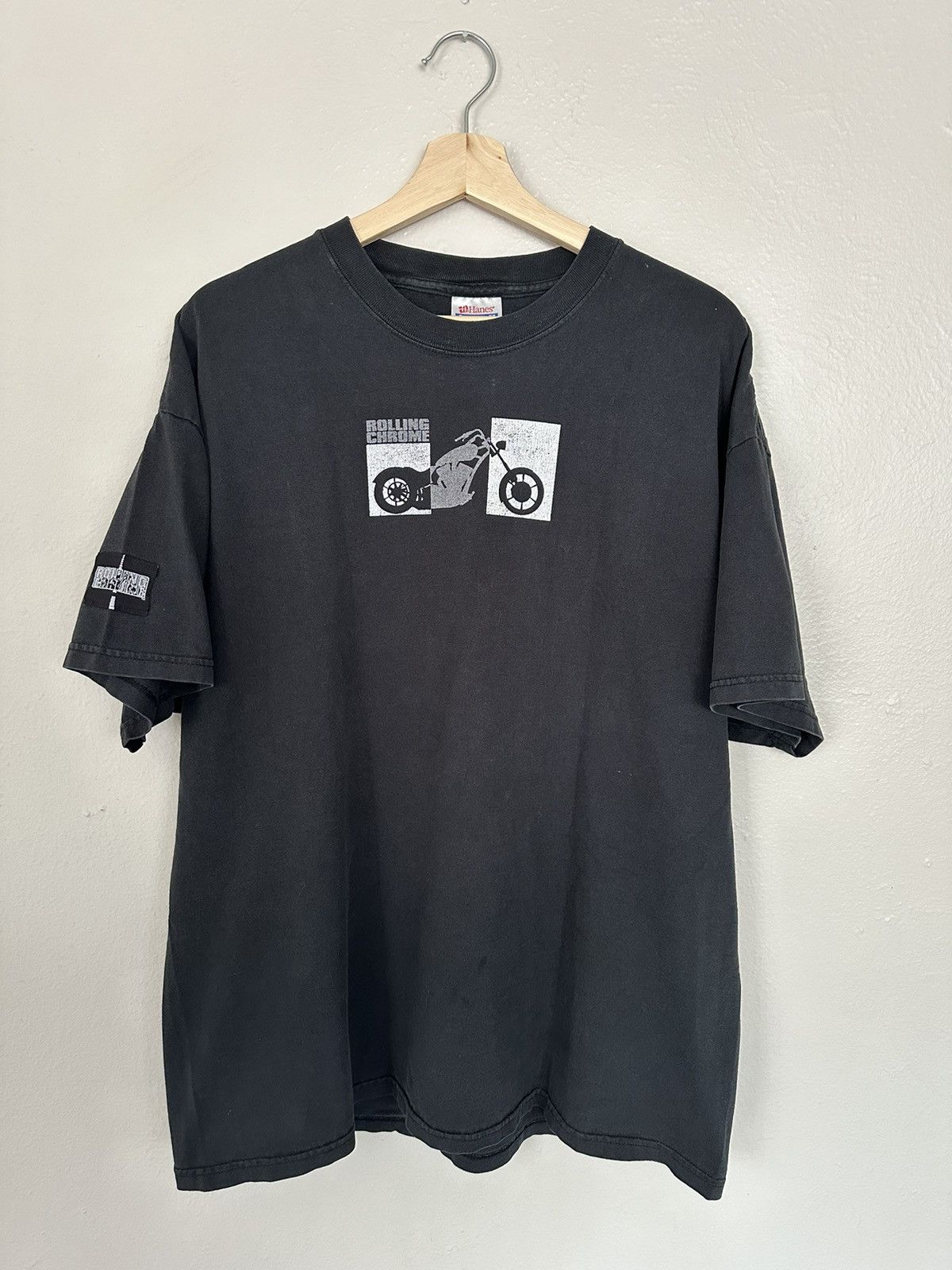 image of Vintage Y2K Rolling Chrome Tee in Black, Men's (Size XL)