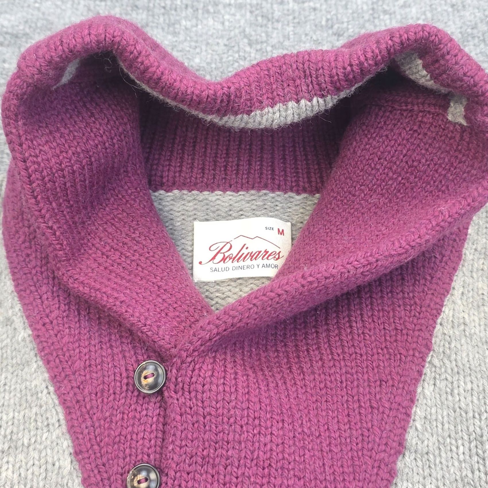 Vintage NWOT Bolivares Mens Grey Sweater Shawl Collar Cotton Wool Knit Size US M / EU 48-50 / 2 - 3 Thumbnail