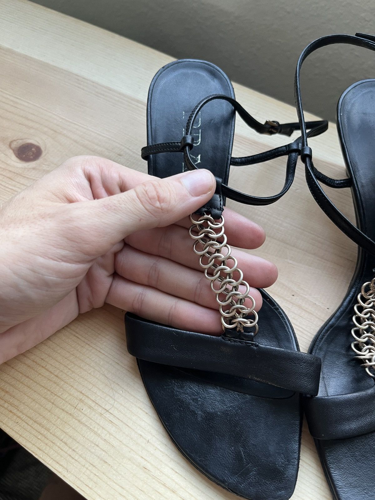 Prada × Vintage Vintage Prada leather heeled sandals Size US 6.5 / IT 36.5 - 11 Thumbnail