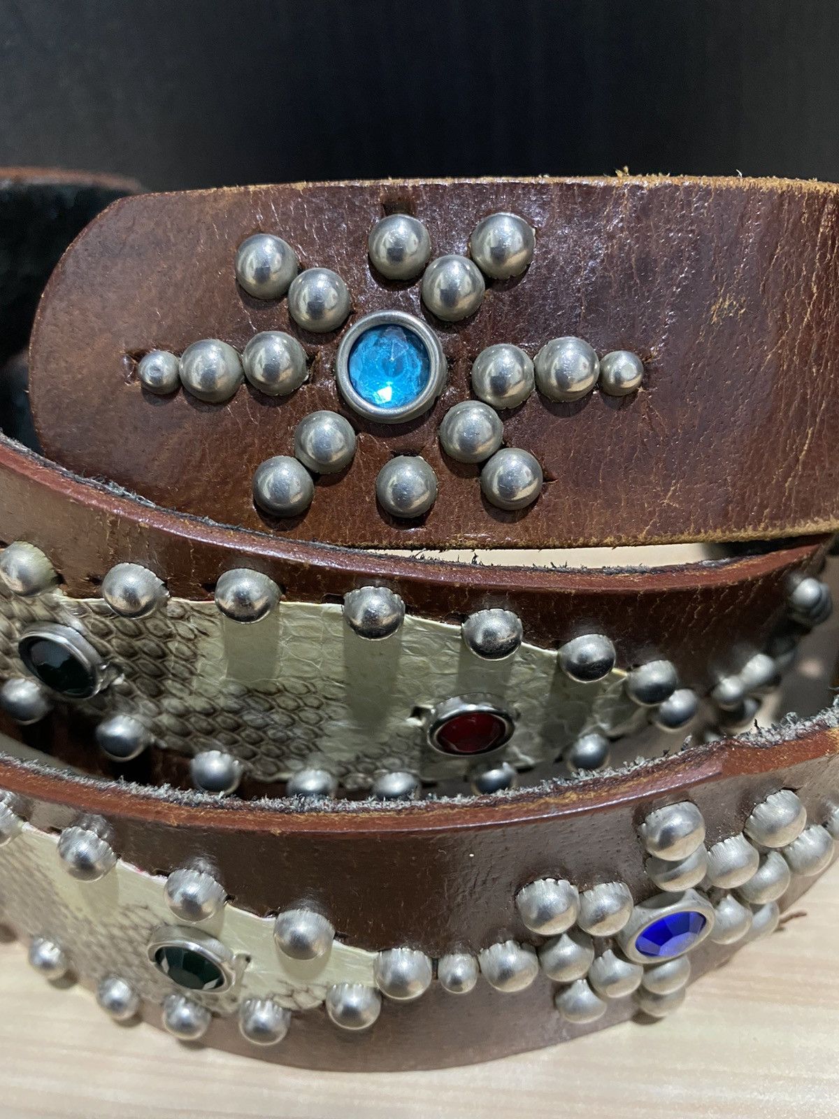 Japanese Brand Studded LeatherBelt inspired Undercover/BB Simons Size ONE SIZE - 7 Thumbnail