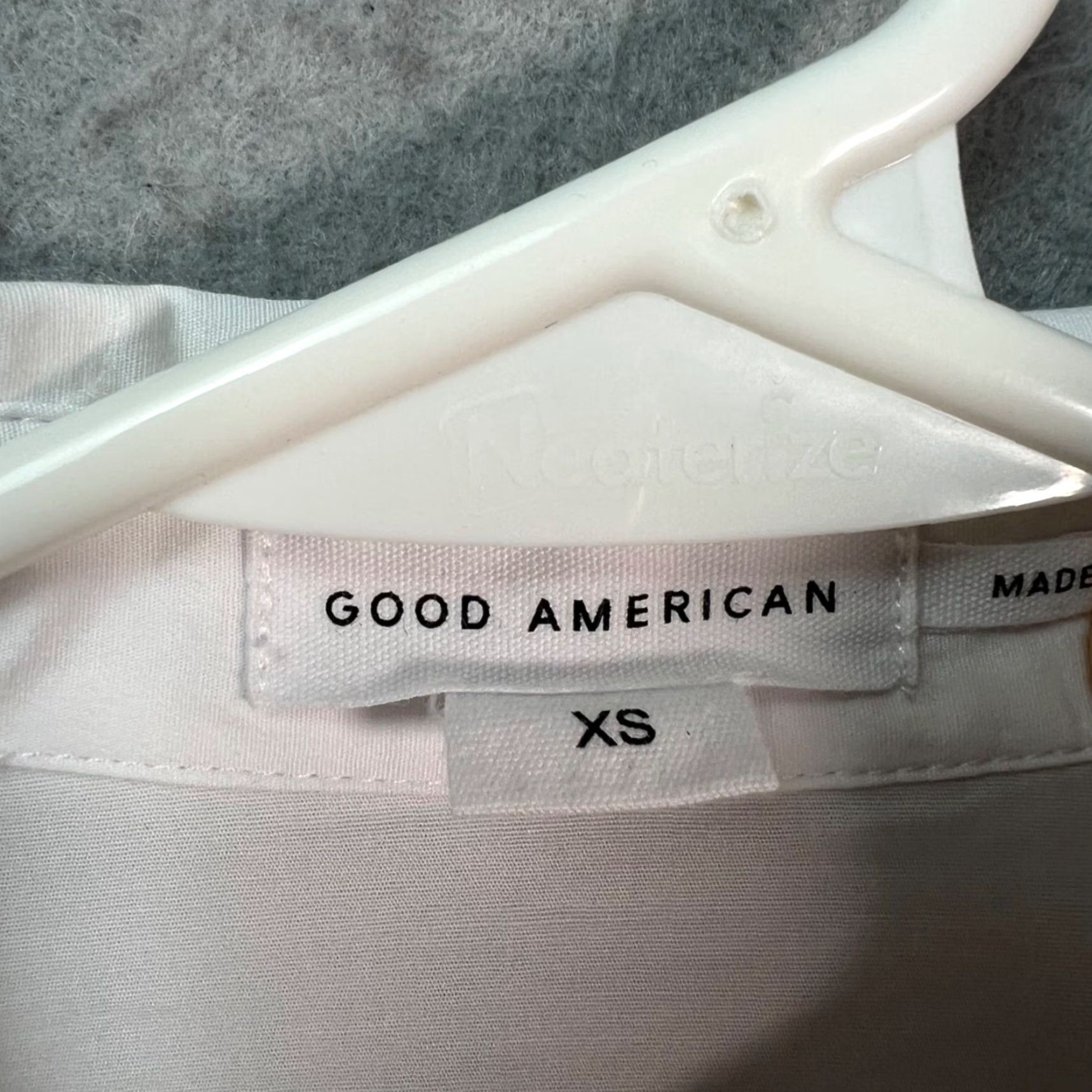 Good American Good American Button-Up Shirt XS White Cotton Blend Tie-Back Detail Women Long Sleeve Collared Shirt Size XS / US 0-2 / IT 36-38 - 3 Thumbnail
