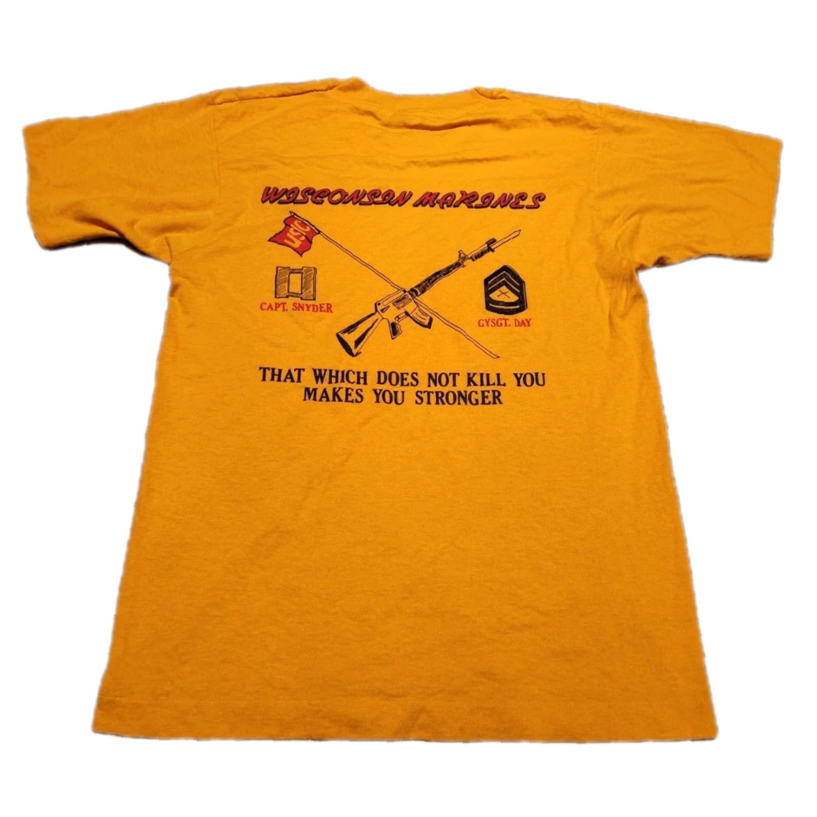 Vintage Vintage Yes Wisconsin Marines Single Stitch Tee Shirt Screen Stars USA Made Funny Size M Size US M / EU 48-50 / 2 - 2 Thumbnail