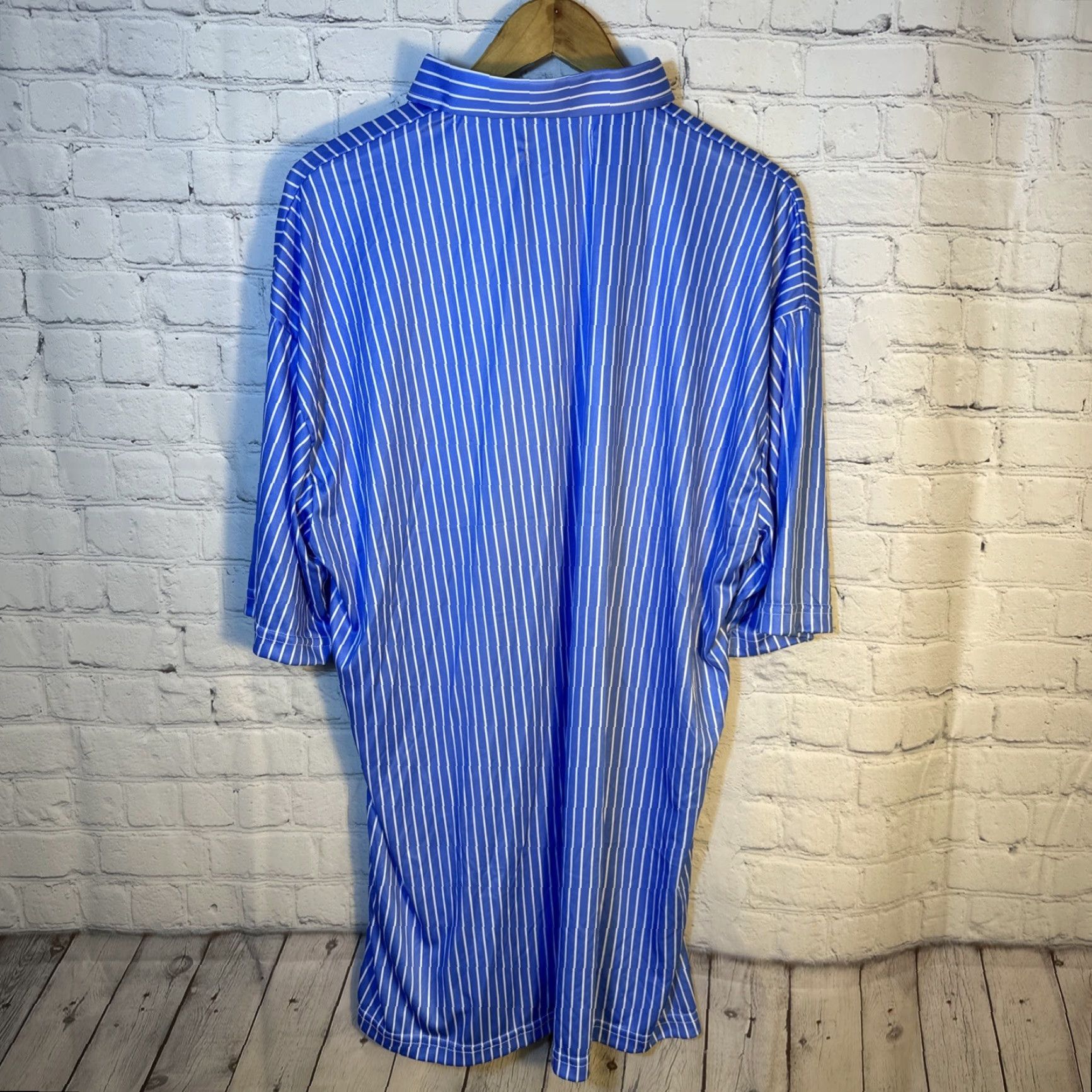 CO VINTAGE? (No, not vintage. Start with main selling point or brand.) Collars & Co Dress Collar Polo Shirt Mens 3XL Blue Striped Referee Shirt Size 48R - 7 Thumbnail