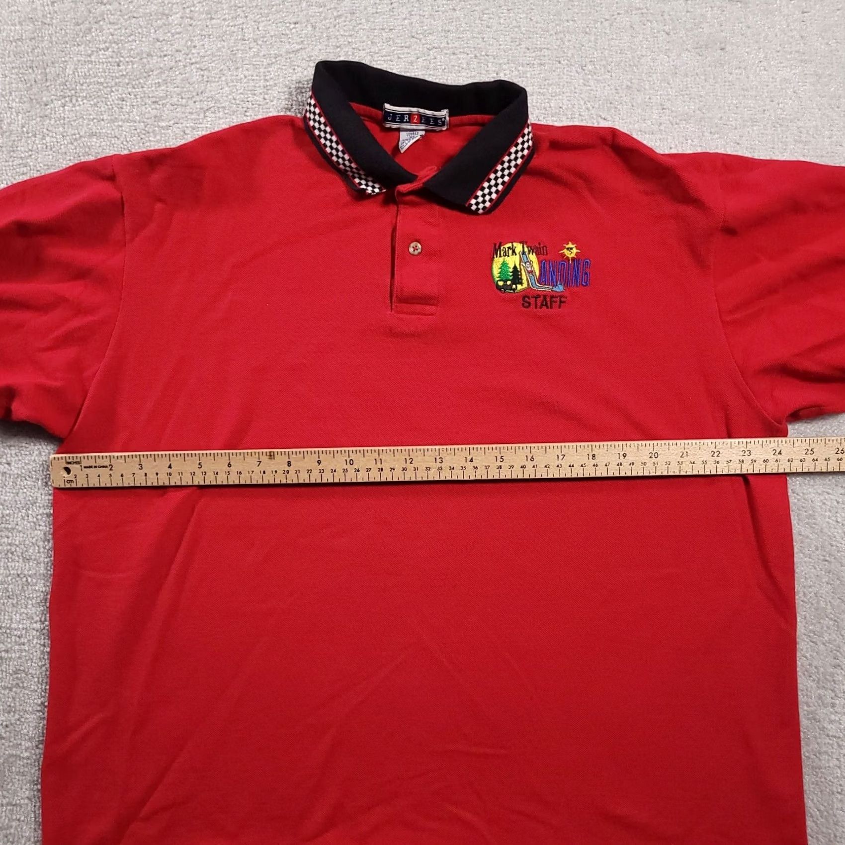 Jerzees VINTAGE Jerzees Polo Shirt Mens XL Red Short Sleeve Combed Cotton 100% Knitted Fabric Logo Embroidered 90s Theme Industrial Casual Workwear Size US XL / EU 56 / 4 - 4 Thumbnail