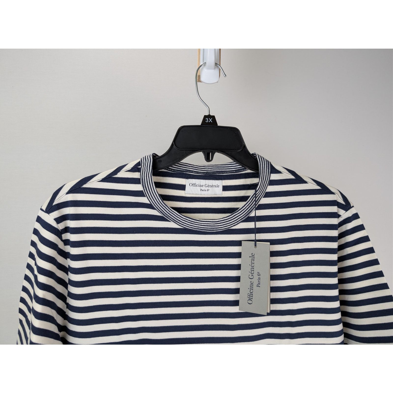 Officine Generale o1rshd1 Short Sleeve Tee T-Shirt Stripe in Navy/White Size US XL / EU 56 / 4 - 3 Thumbnail