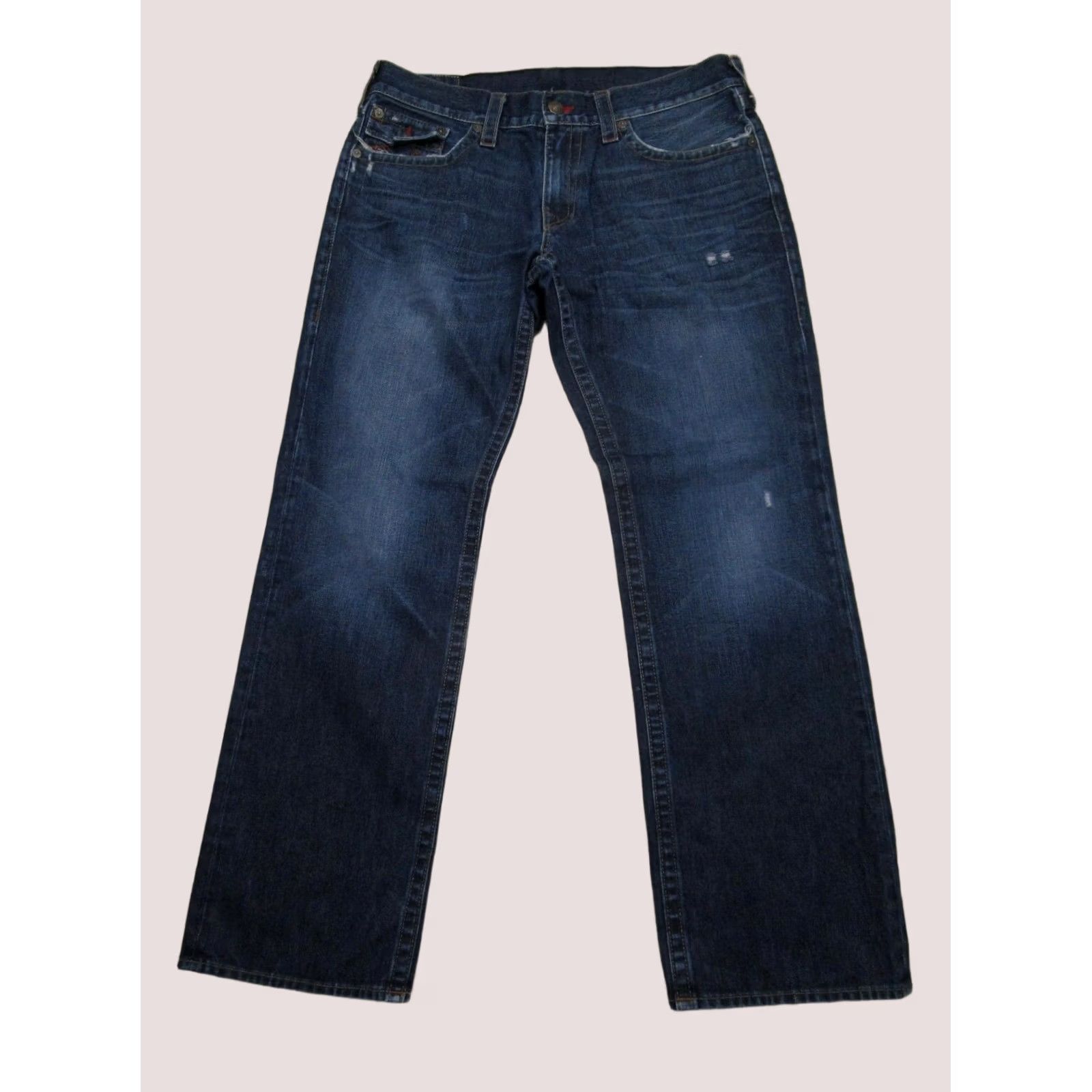 True Religion True Religion World Tour Jeans Men 38x34 Blue Straight Ricky Denim Stretch 5-Pocket Regular Hipster Rock School Mens Size US 38 / EU 54 - 1 Thumbnail