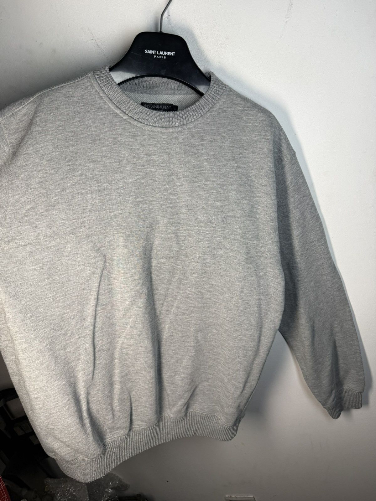 Yves Saint Laurent 90s YSL Sweatshirt Grey Crewneck Vintage Yves Logo Paris Size US L / EU 52-54 / 3 - 7 Thumbnail