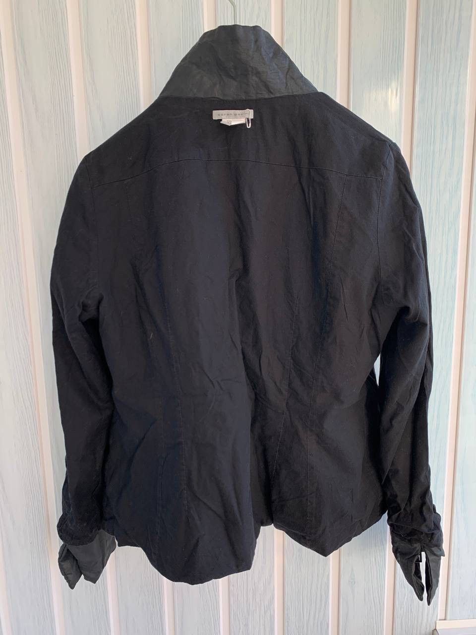 Japanese Brand × Sarah Pacini SARAH PACINI Navy Ramie & Resin Blend Mock Geometric Jacket Size S / US 4 / IT 40 - 10 Thumbnail