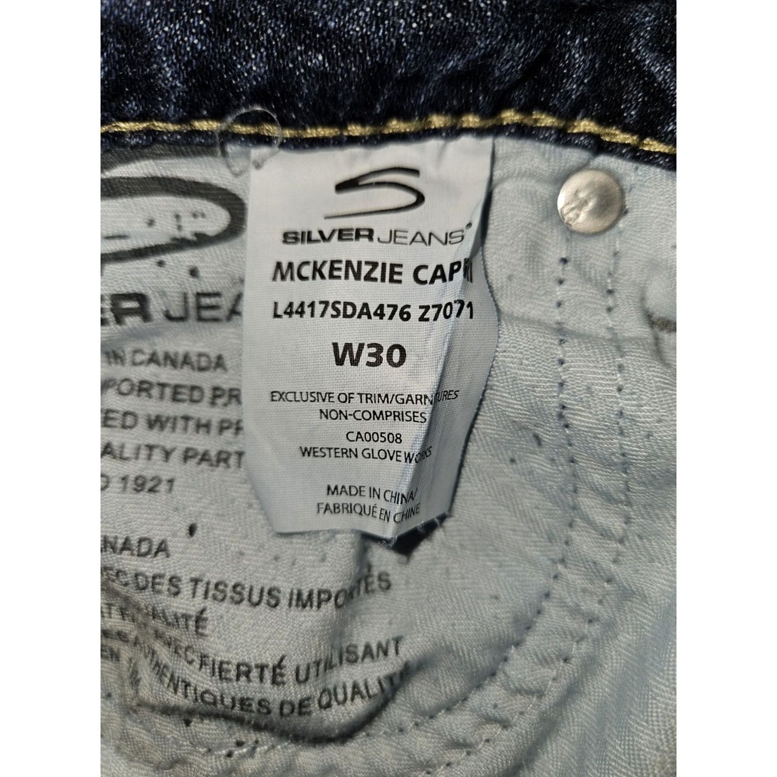 Vintage Silver McKenzie Capri Jeans Womens 30 Low Rise Blue Embroidered Flap Pockets Size 30" / US 8 / IT 44 - 4 Thumbnail