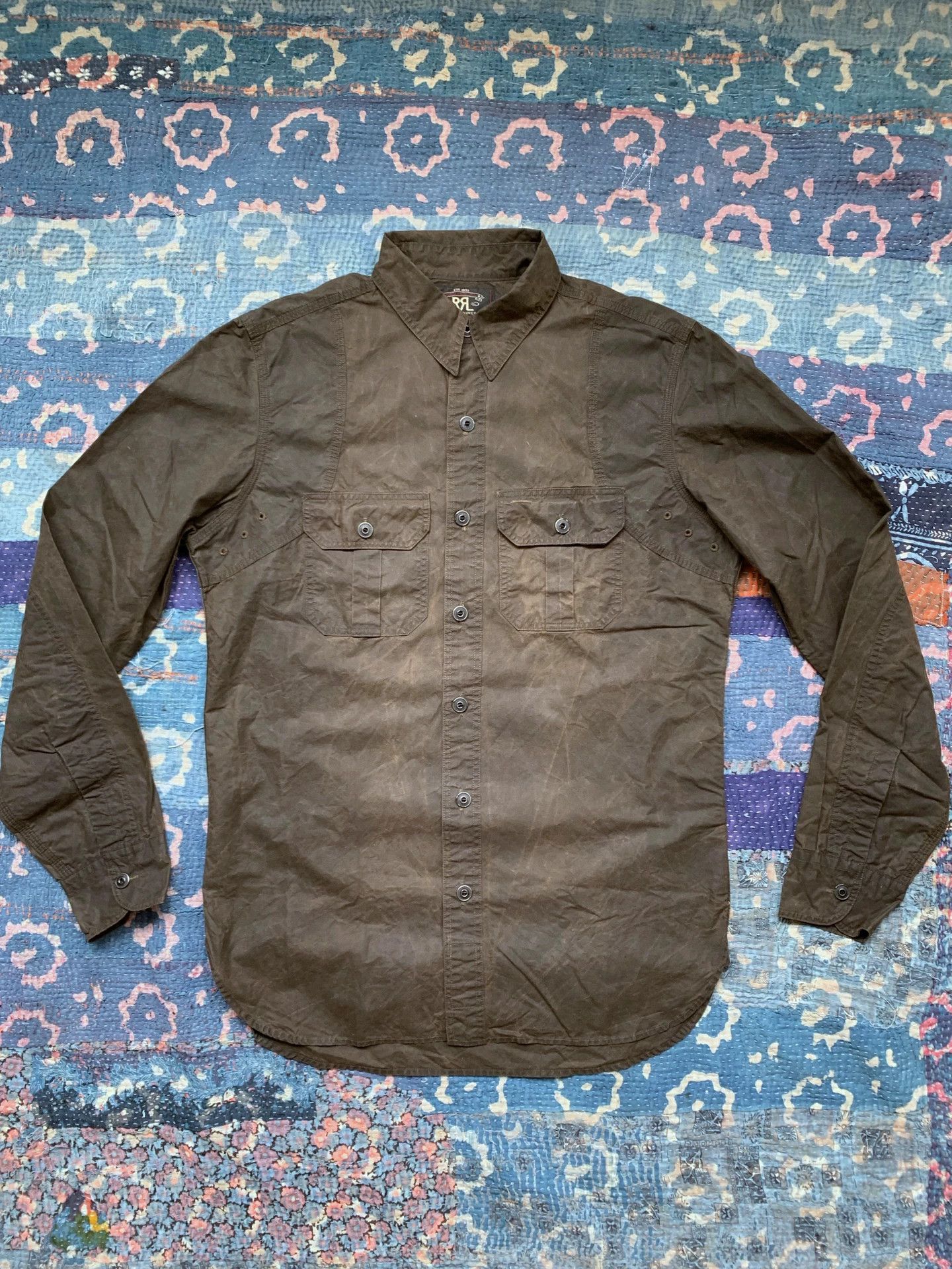 RRL Ralph Lauren RRL Oil Wax Washed Distressed Cotton Shirt S Armpit Vents Size US S / EU 44-46 / 1 - 1 Thumbnail