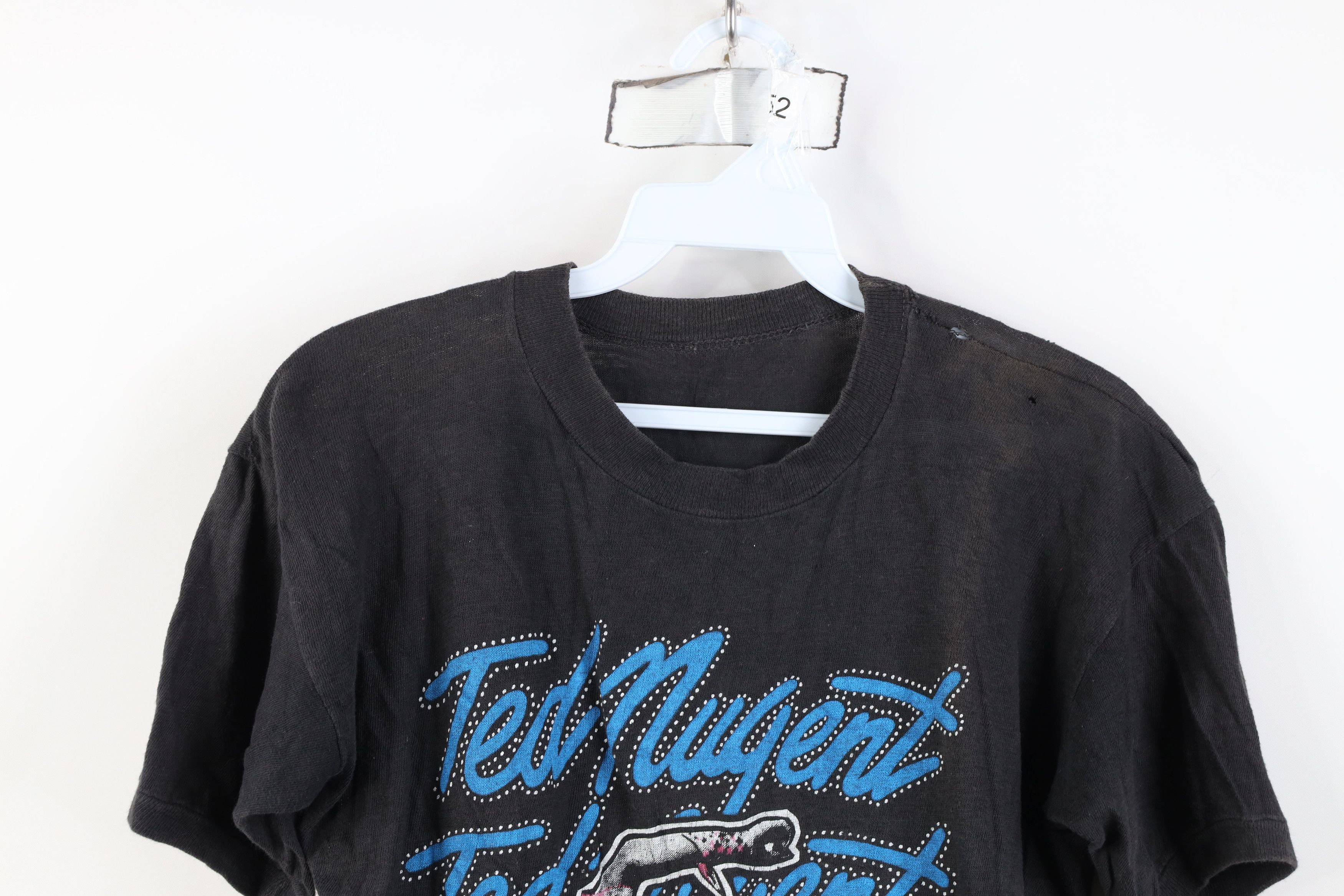 Vintage Vintage 80s Concert Tour Ted Nugent Band T-Shirt Black USA Size S / US 4 / IT 40 - 2 Thumbnail