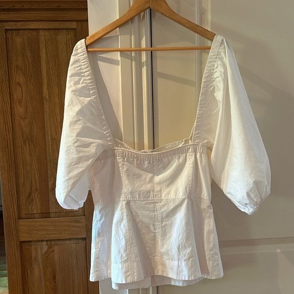 Ganni SSENSE GANNI White Puff Sleeve Poplin Blouse 8 euc summer Size M / US 6-8 / IT 42-44 - 8 Thumbnail