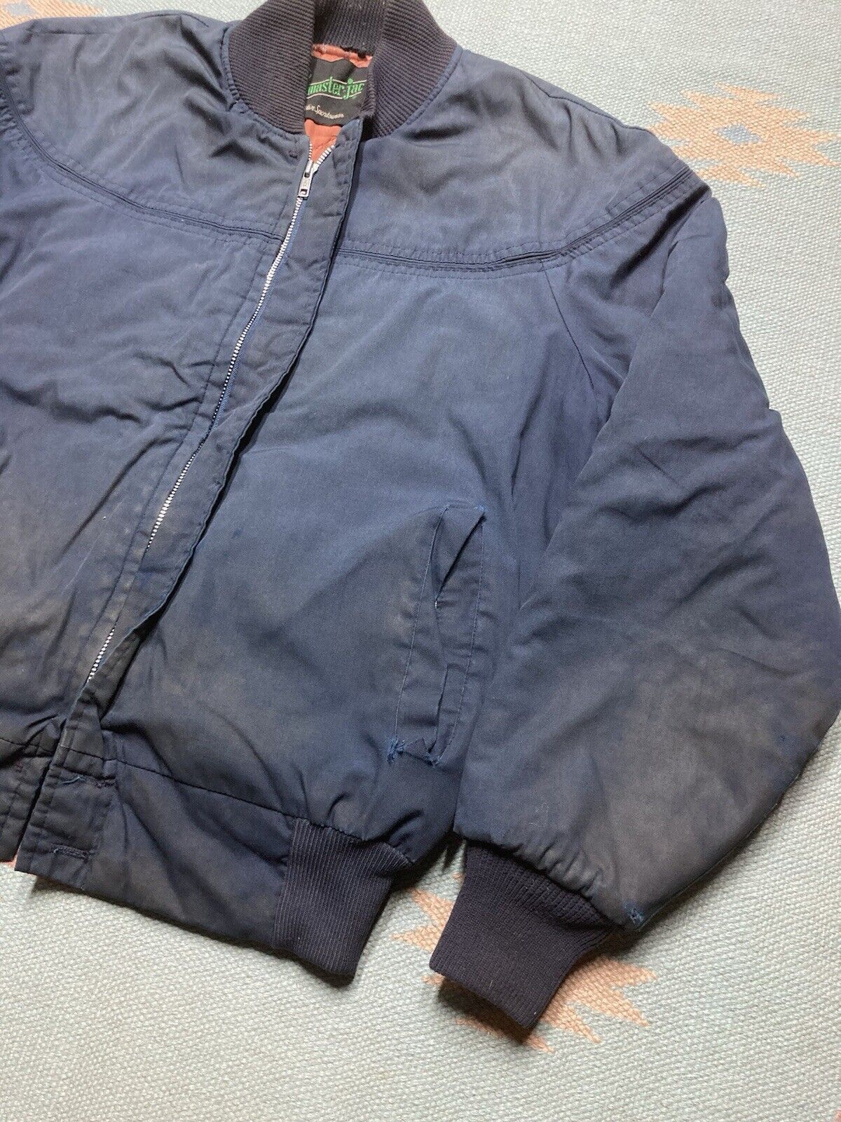 Vintage VTG 70s quilted bomber jacket master jac workwear blue 42 L Size US L / EU 52-54 / 3 - 5 Thumbnail