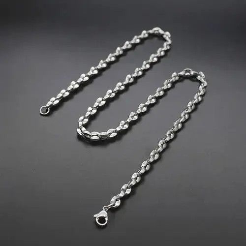 Jewelry 3.9Mm Width Titanium Steel Coffee Beans Necklace in Silver, Men's