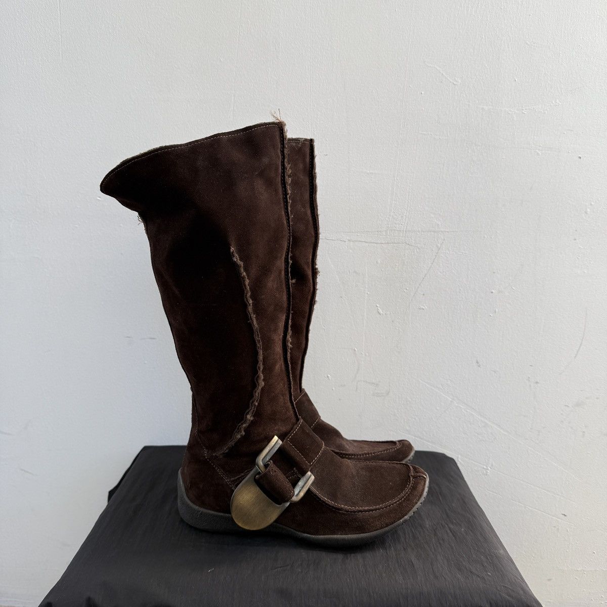 If Six Was Nine Vintage Suede leather Brown Knee High Boots Size US 7 / IT 37 - 2 Thumbnail