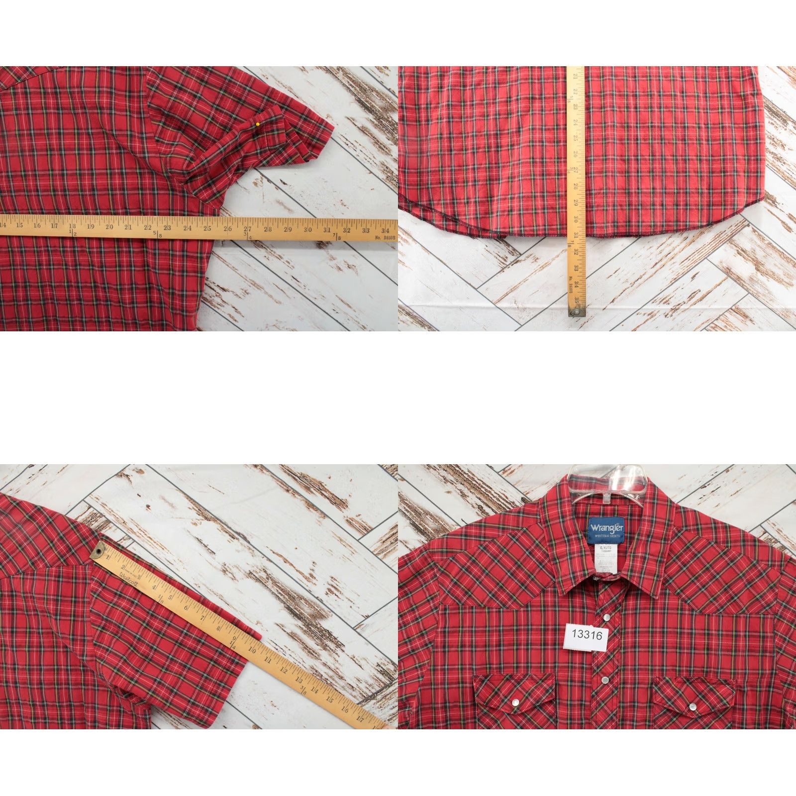 Wrangler VINTAGE Wrangler Shirt Mens XL Red Plaid Pearl Snap Western Cowboy Short Sleeve Size US XL / EU 56 / 4 - 8 Thumbnail