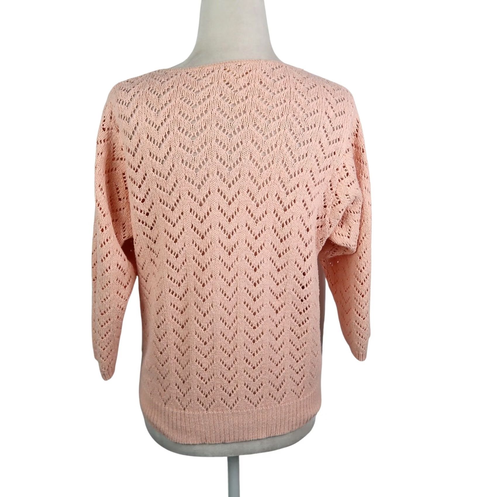 Vintage VINTAGE It's Pure Gould Peach Crochet Knit Sweater 80s Orange S Womens Size S / US 4 / IT 40 - 4 Thumbnail