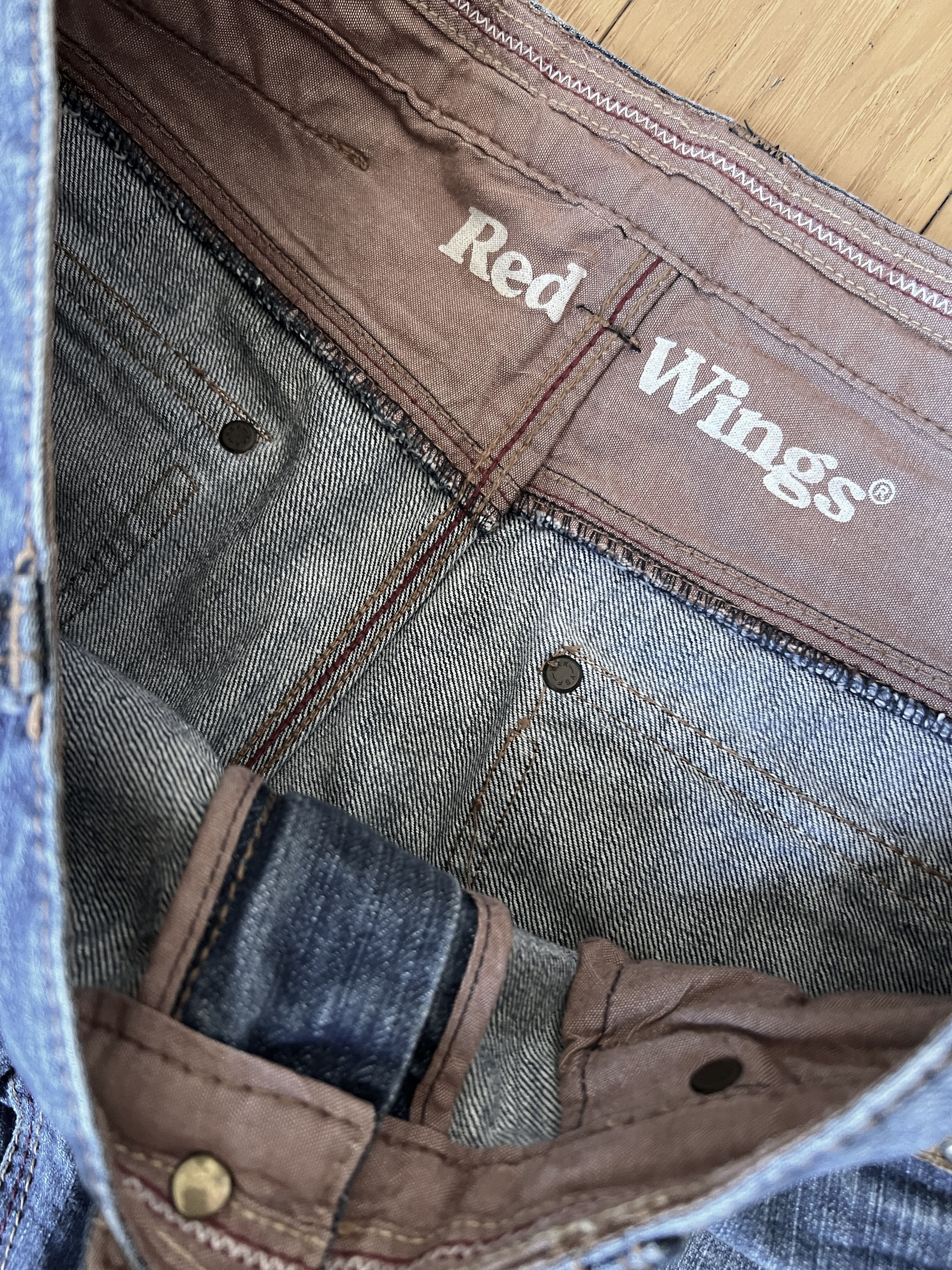 Red Wing VTG 90s Red Wings Slim Flare Jeans with leather + studs Size US 30 / EU 46 - 3 Thumbnail