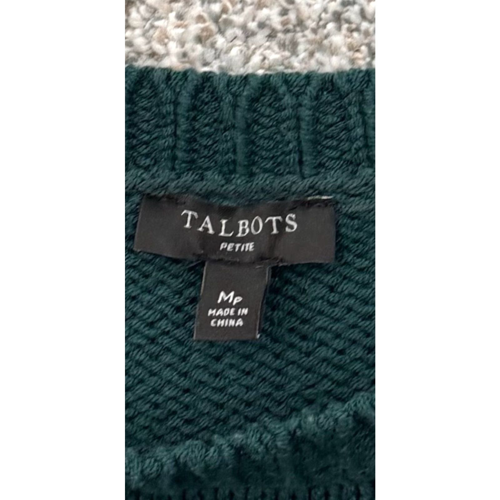 Talbots Talbots Sweater Womens Petite PM Fair Isle Preppy Academia Grandpacore Warm Pullover Long Sleeve Round Neck Green Size M / US 6-8 / IT 42-44 - 2 Thumbnail
