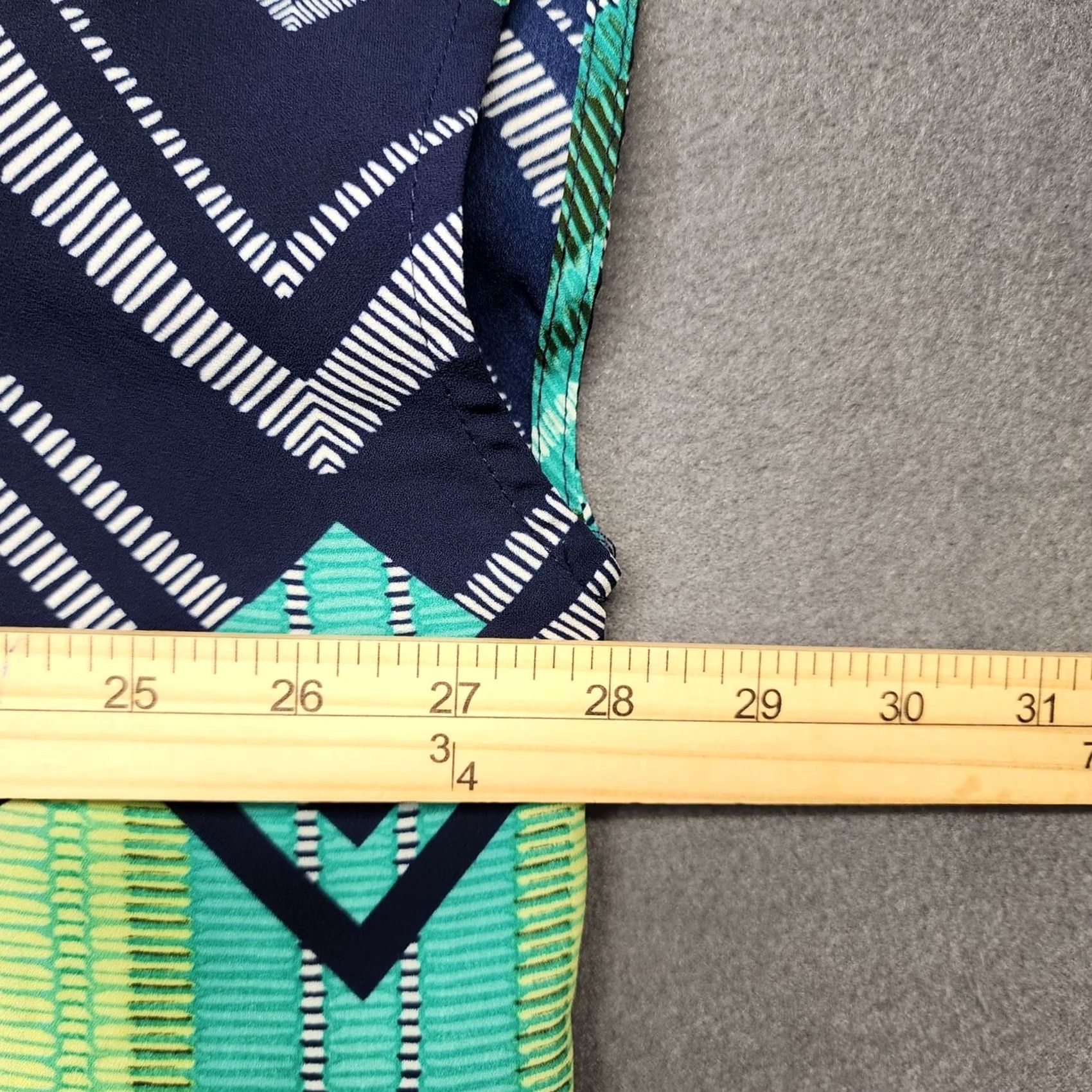 Vintage Ava Viv Blouse Geometric Print Blue Green 3X Plus Size Tunic Top Womens Size XXL / US 16-18 / IT 52-54 - 4 Thumbnail