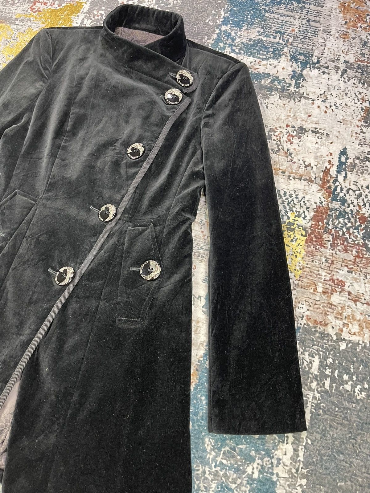 John Richmond Richmond X Black Velvet Assymetrical Long Coat Size S / US 4 / IT 40 - 5 Thumbnail