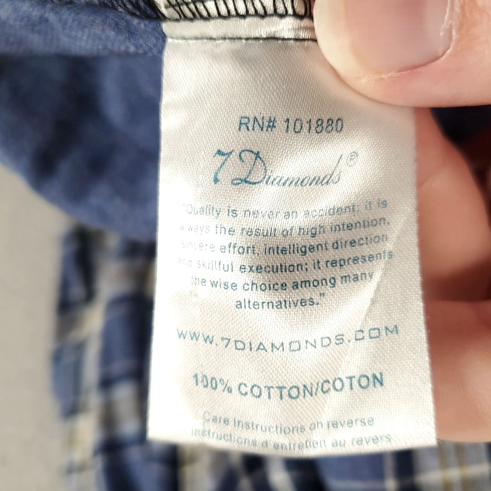Vintage 7 Diamonds Shirt Mens Medium Blue White Plaid Pearl Snap Up Long Sleeve Cotton Size US M / EU 48-50 / 2 - 7 Thumbnail