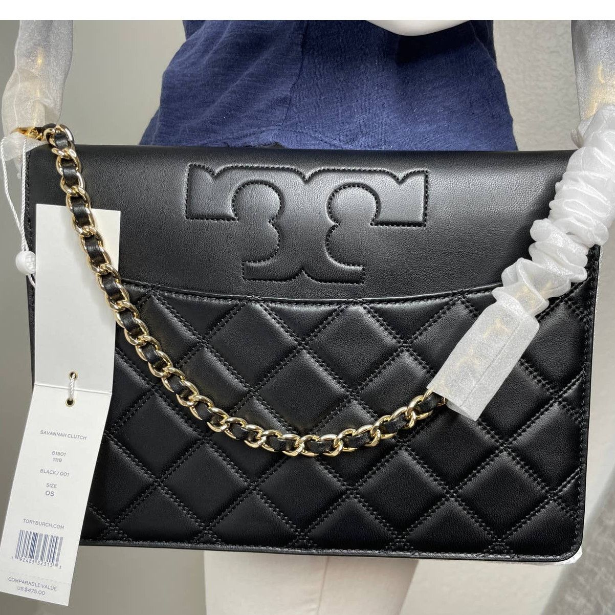 Tory Burch Tory Burch Savannah Quilted Smooth Clutch Crossbody Bag Size ONE SIZE - 3 Thumbnail