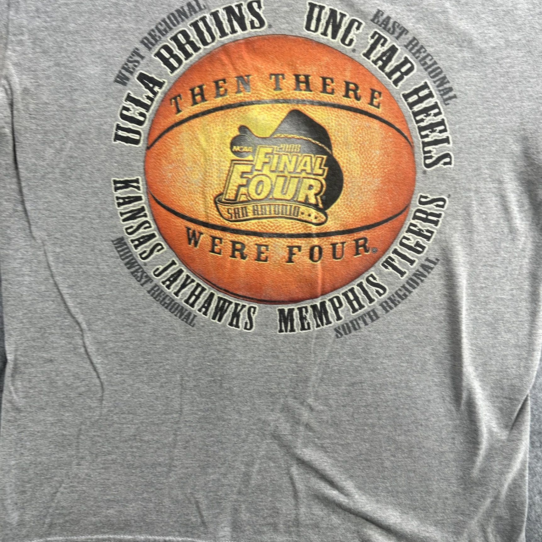 NCAA Vintage NCAA Final Four Shirt Mens Medium Heather Gray Cotton Jersey 2000s San Antonio Kansas 2008 Then There Were Four Basketball Memorial - Mens Size US M / EU 48-50 / 2 - 4 Thumbnail